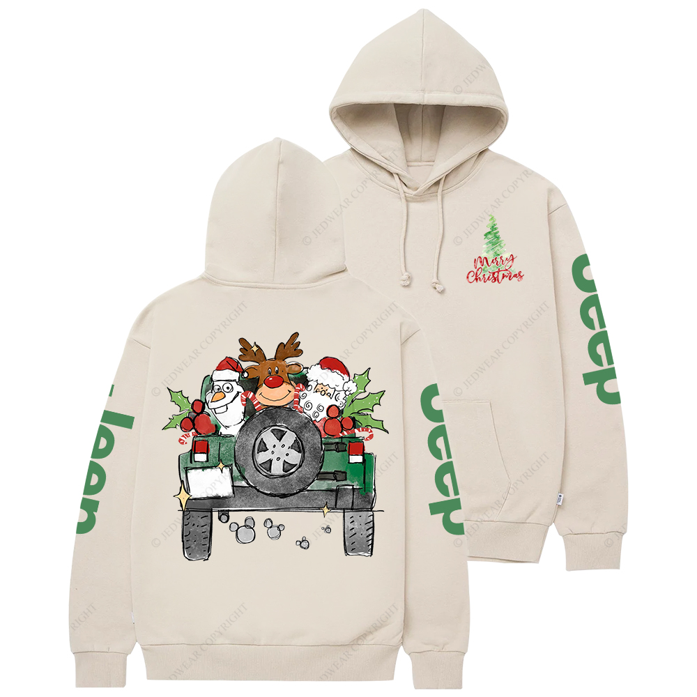 Car Merry Christmas Deer Snowman Santa Mouse Ears  Jp Casual Hoodie
