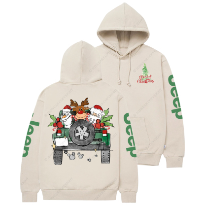 Car Merry Christmas Deer Snowman Santa Mouse Ears  Jp Casual Hoodie