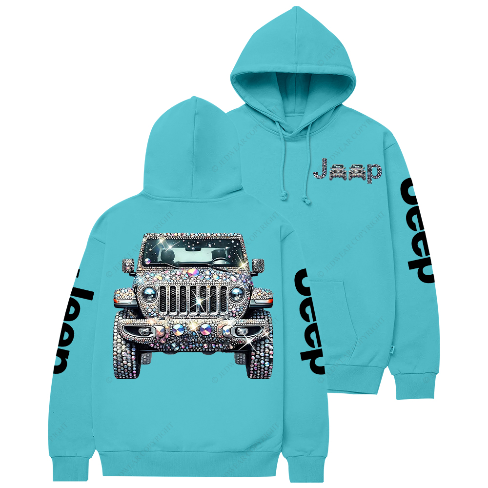 Bling Sparkle Rhinestone Car Glam Girl Jp Casual Hoodie