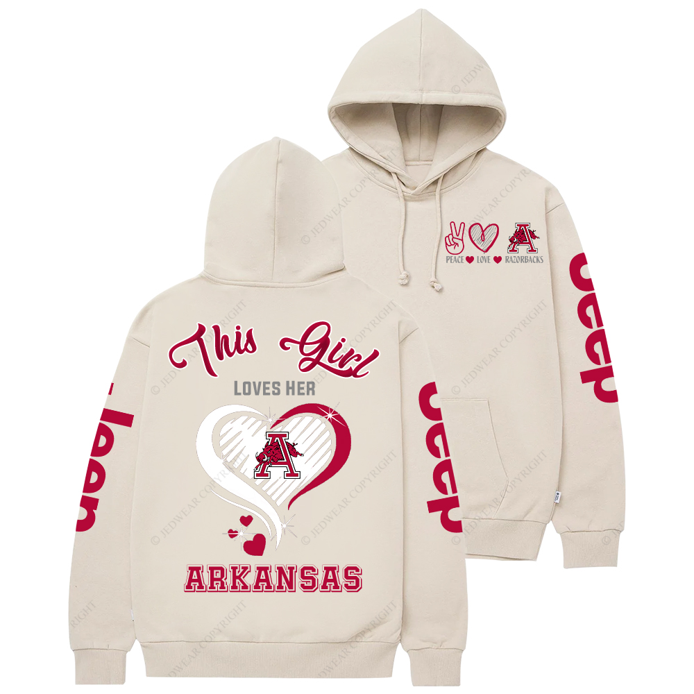 This Girl Loves Her Arkansas Razorbacks Jp Casual Hoodie
