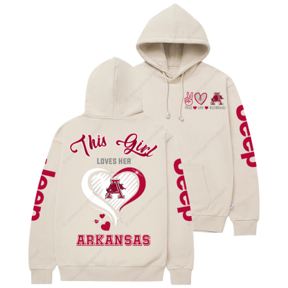 This Girl Loves Her Arkansas Razorbacks Jp Casual Hoodie