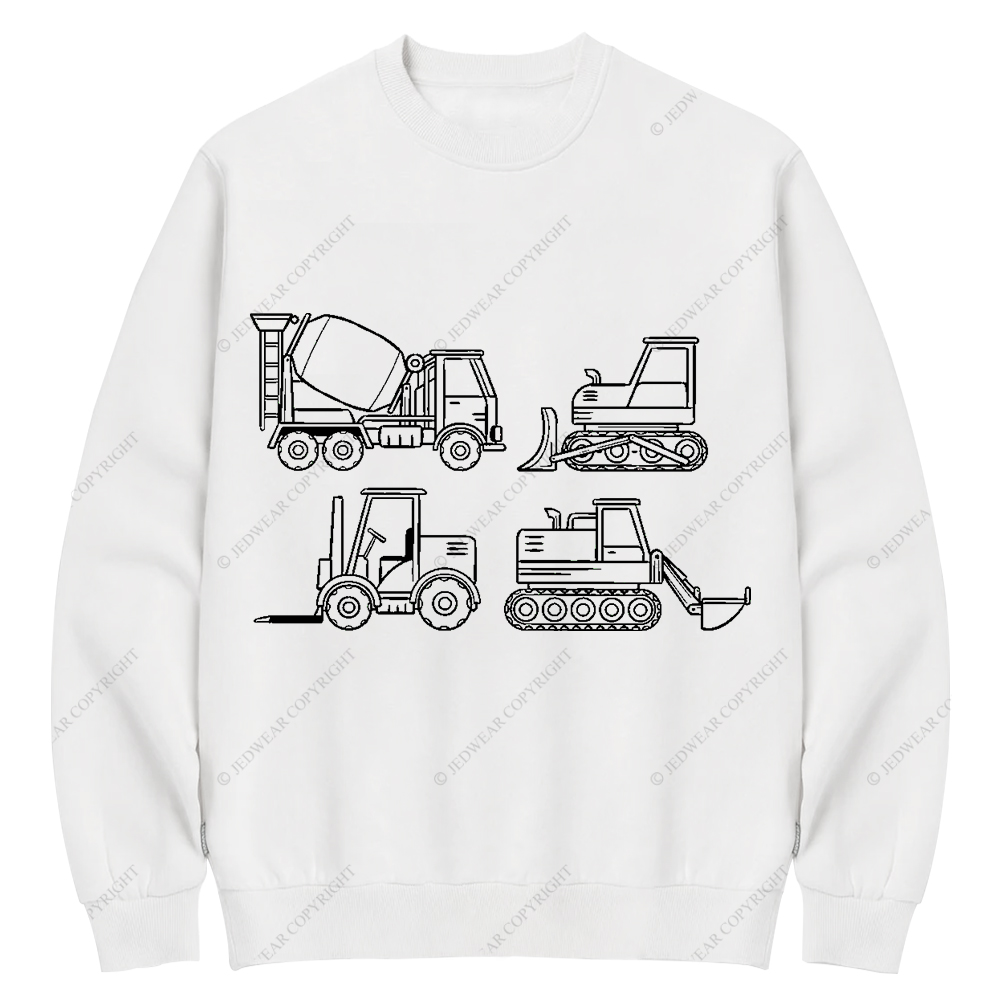 4 Construction Trucks Jp Crew Neck Sweatshirt