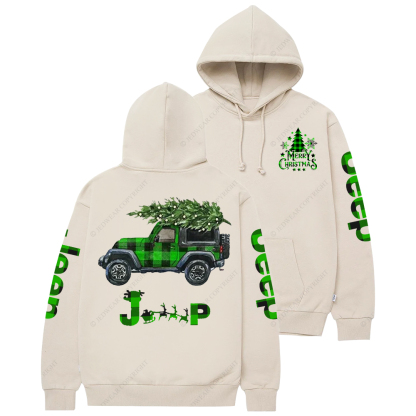 Merry Christmas Green Black Plaid Jp Casual Hoodie