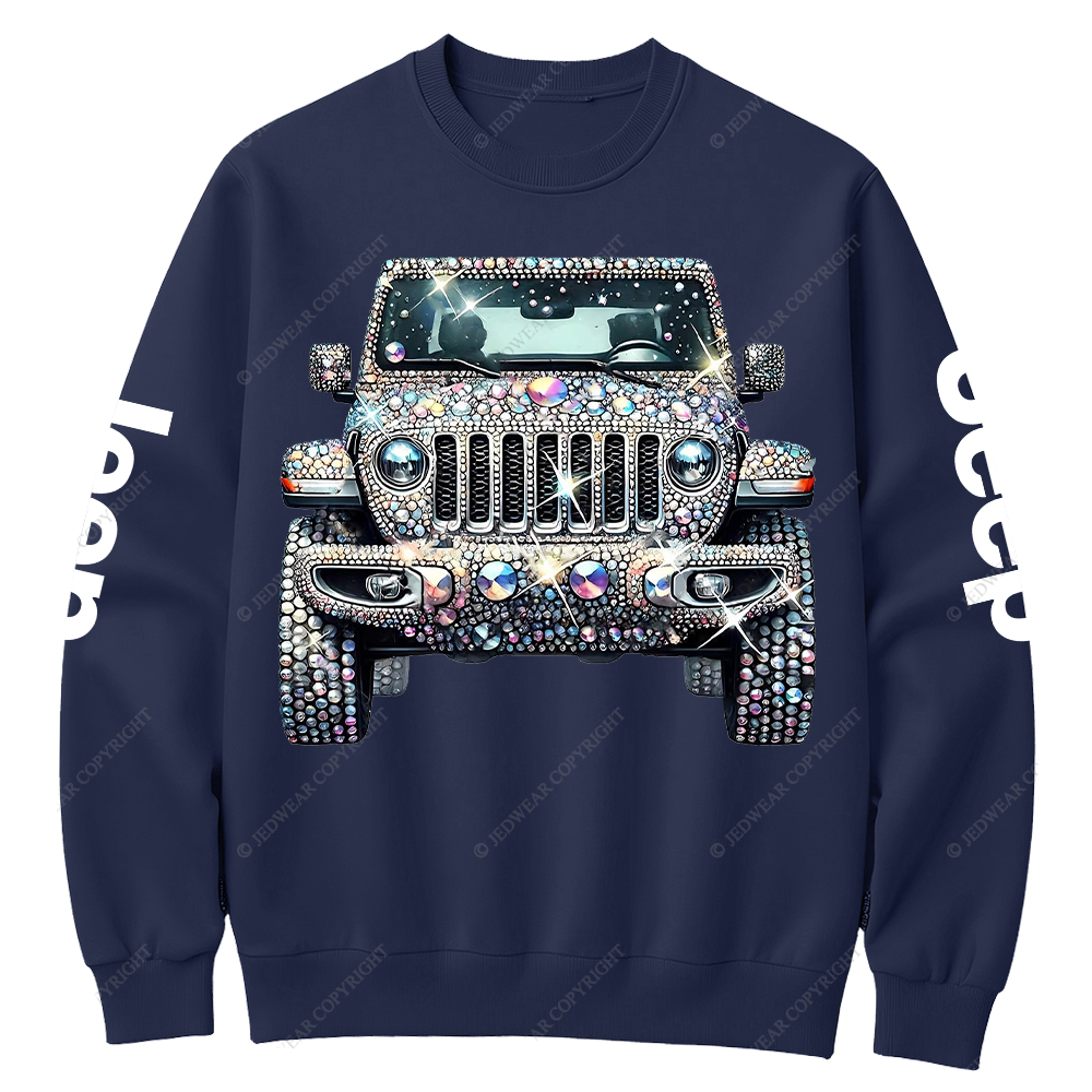 Bling Sparkle Rhinestone Car Glam Girl Jp Crew Neck Sweatshirt