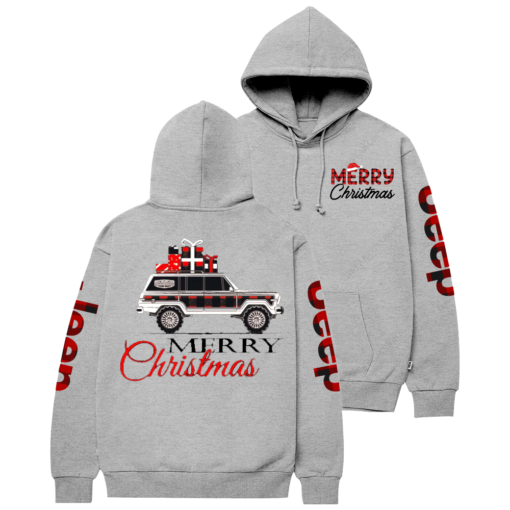 Merry Christmas Red And Black Plaid Jp Casual Hoodie