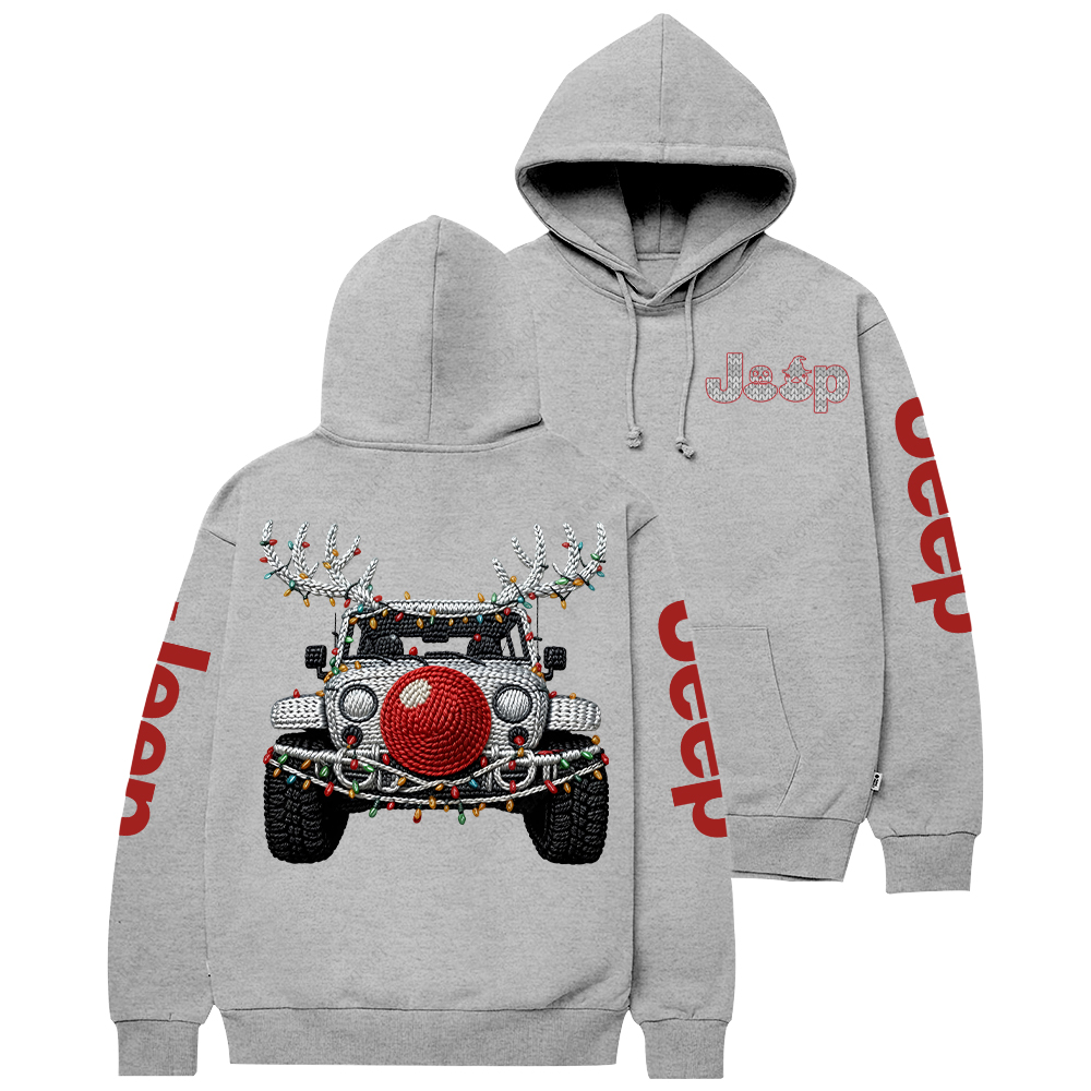 Grey Trendy Christmas Crochet Pattern Jp Casual Hoodie
