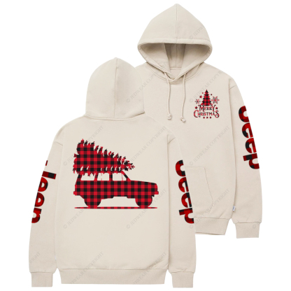 Merry Christmas Tree Red And Black Plaid Jp Casual Hoodie