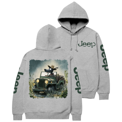 Dog Driving A Car In The Rain Jp Casual Hoodie