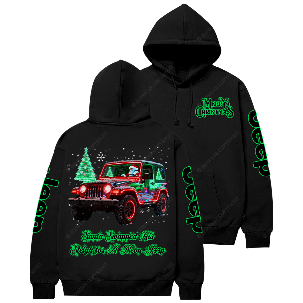 Santa Swapped His Sleigh for A Neon Merry Christmas Jp Casual Hoodie