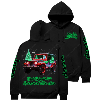 Santa Swapped His Sleigh for A Neon Merry Christmas Jp Casual Hoodie