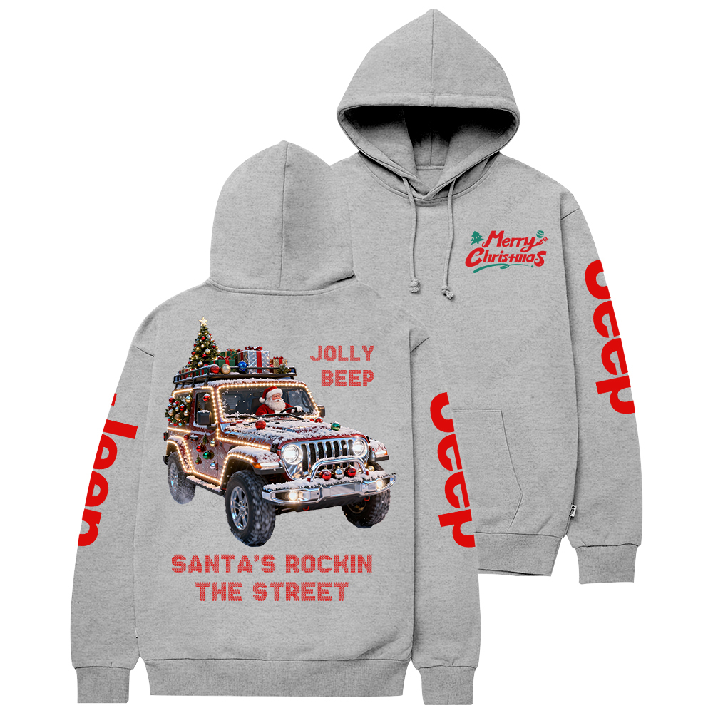 Santa’s Rockin The Street Merry Christmas Jp Casual Hoodie