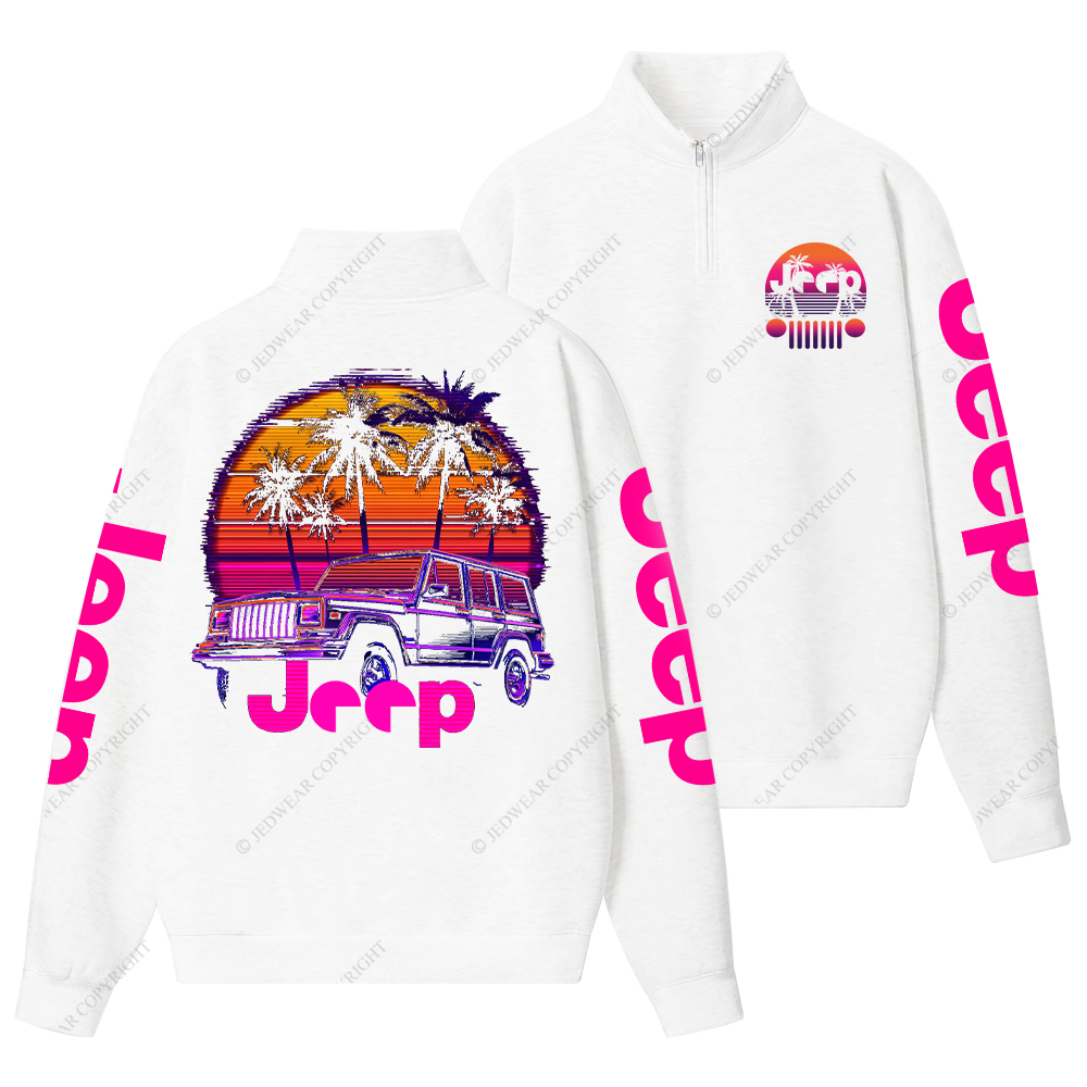 Palm Trees Beach Jp Half-Zip Jacket Sweatshirt