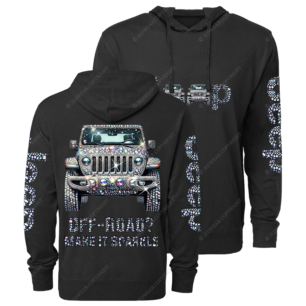 Bling Sparkle Rhinestone Car Glam Girl Jp Oversized Lightweight Hoodie   