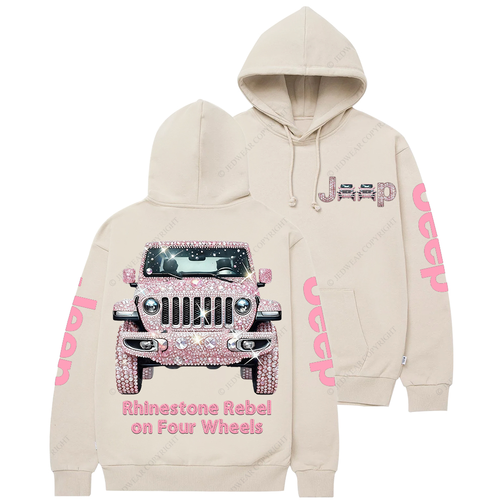 Pink Bling Sparkle Rhinestone Car Glam Girl Jp Casual Hoodie