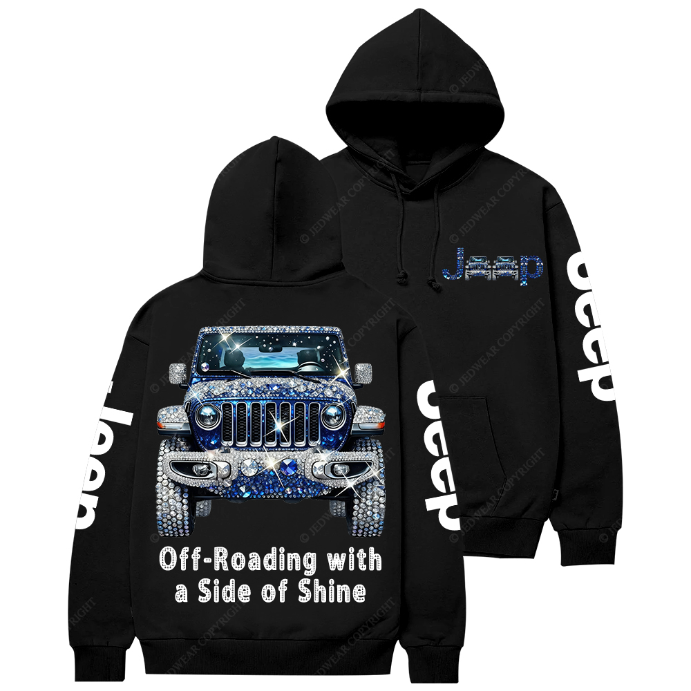 Blue Bling Sparkle Rhinestone Car Glam Girl Jp Casual Hoodie