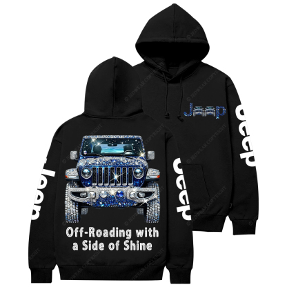 Blue Bling Sparkle Rhinestone Car Glam Girl Jp Casual Hoodie