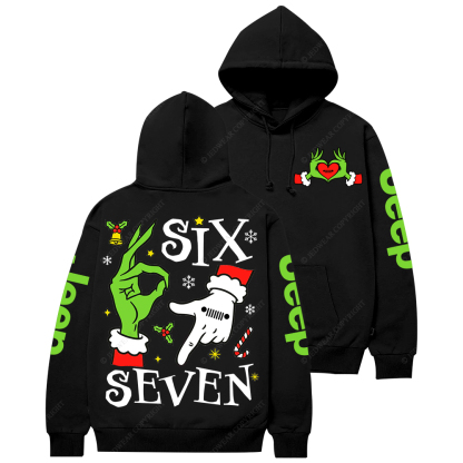 Six Seven Christmas Slang Xmas Meme Funny Number Jp Casual Hoodie