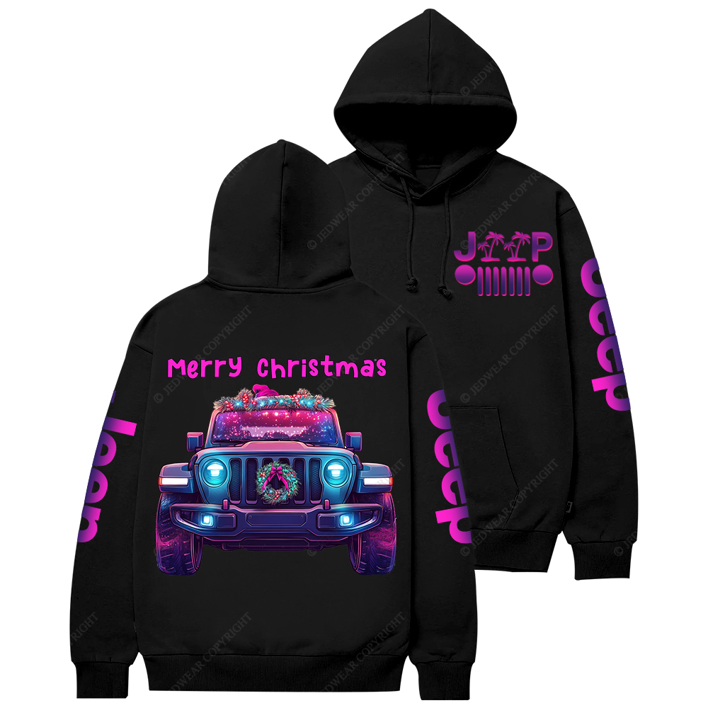 Colorful Merry Christmas Car Jp Casual Hoodie