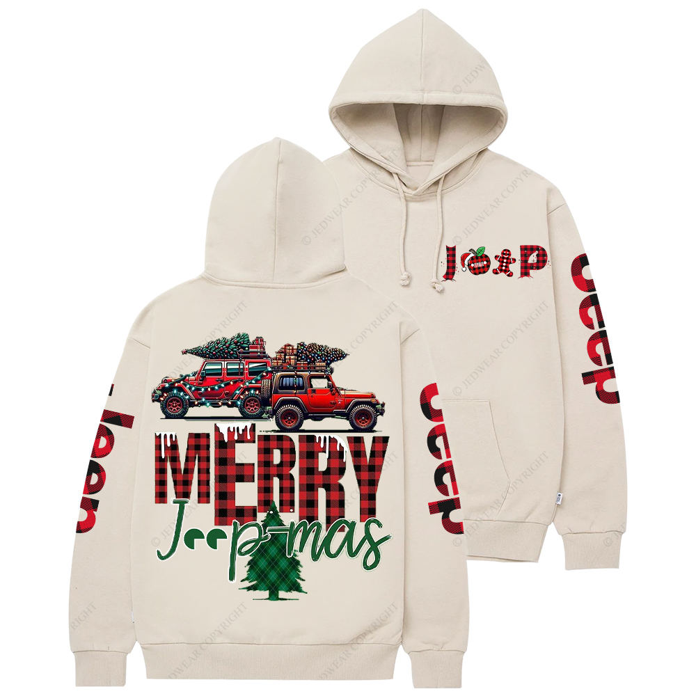 Merry Christmas Red And Black Plaid Jp Casual Hoodie