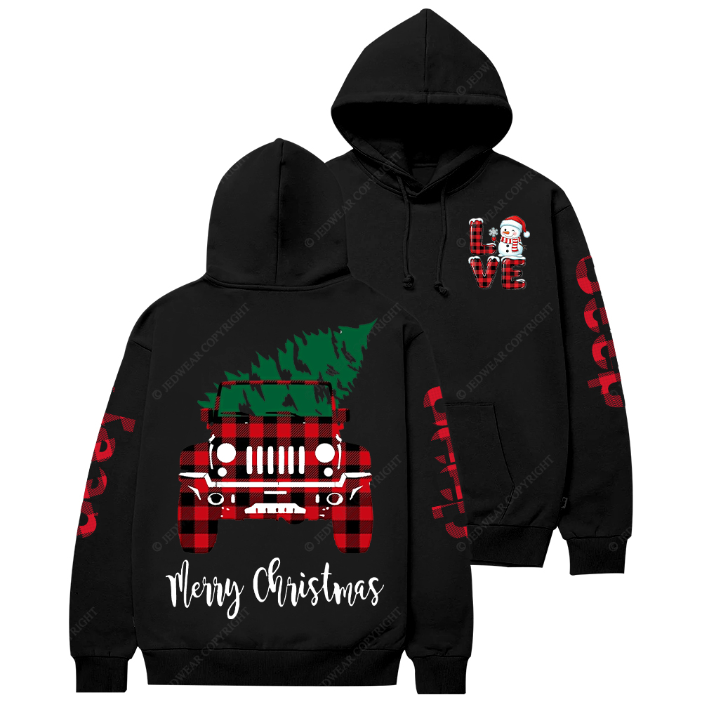 Merry Christmas Tree Red And Black Plaid Jp Casual Hoodie