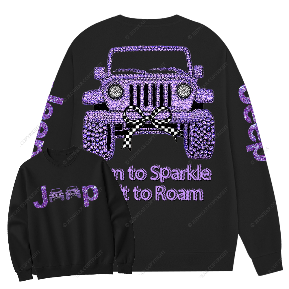 Girl Purple Car Bling Bling Jp Crew Neck Sweatshirt