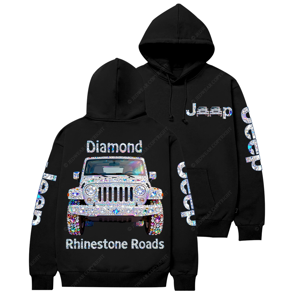 Bling Rhinestone Roads Diamond Jp Casual Hoodie