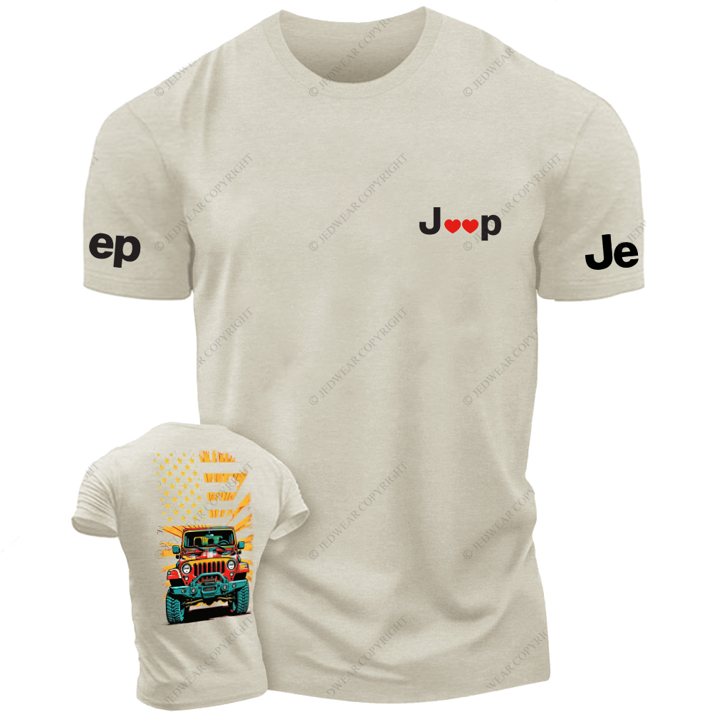 Four-Wheeler American Flag Love Front And Rear Design Jp T-Shirt