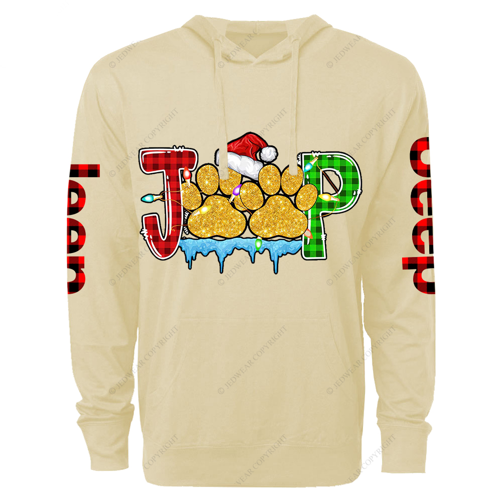 Dog Paws Merry Christmas Jp Oversized Lightweight Hoodie   