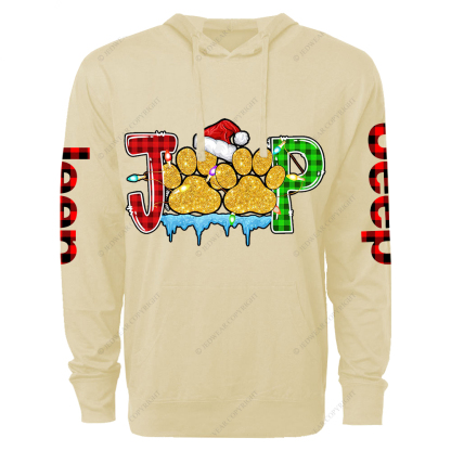 Dog Paws Merry Christmas Jp Oversized Lightweight Hoodie   