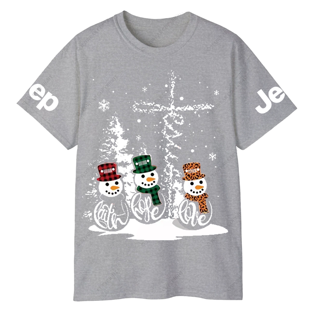 Religion Jesus Cross Snowman Jp T-Shirt