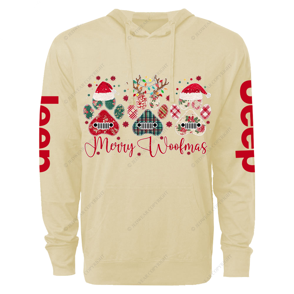 Retro Merry Woofmas Dog Paw Jp Oversized Lightweight Hoodie   
