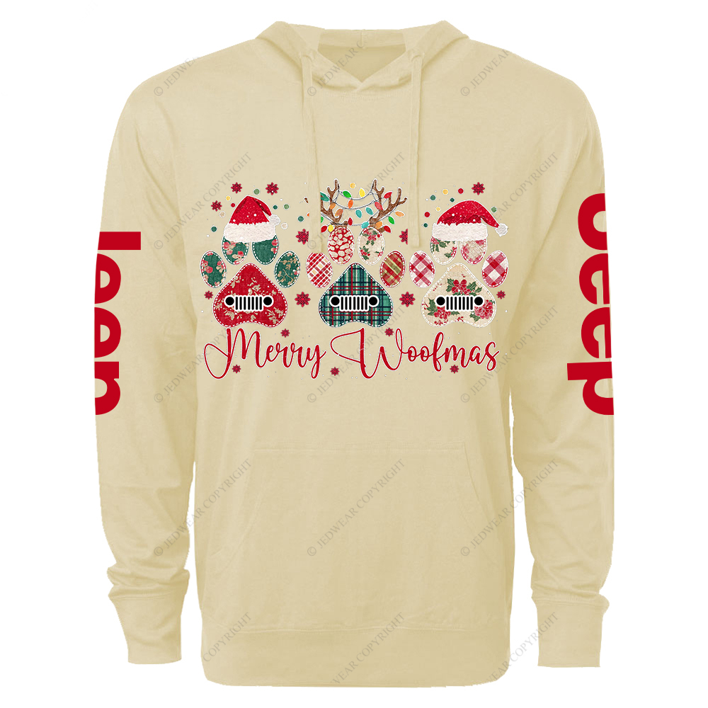 Retro Merry Woofmas Dog Paw Jp Oversized Lightweight Hoodie   