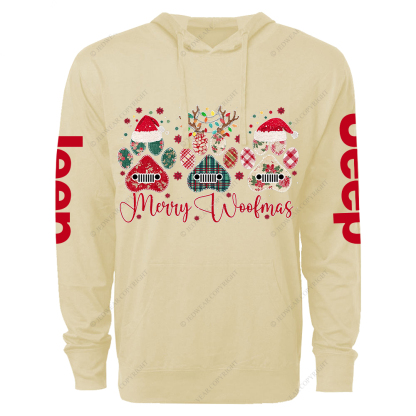 Retro Merry Woofmas Dog Paw Jp Oversized Lightweight Hoodie   
