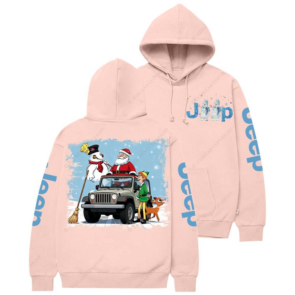 Merry Christmas Santa Claus Elf And Elk Jp Casual Hoodie