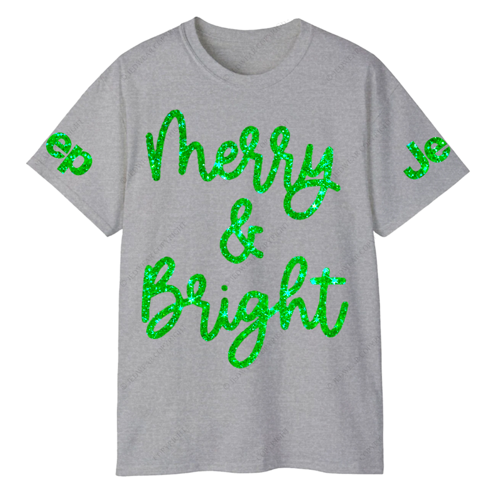 Sparkly Glitter Merry Bright Christmas Jp T-Shirt
