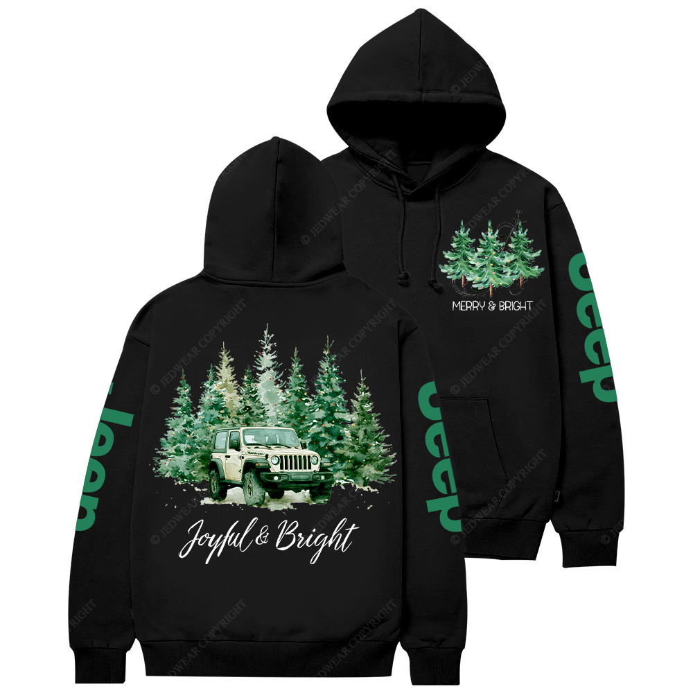 Joyful Merry And Bright Christmas Tree Jp Casual Hoodie