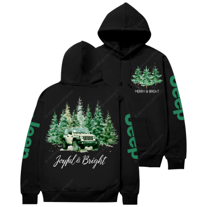 Joyful Merry And Bright Christmas Tree Jp Casual Hoodie