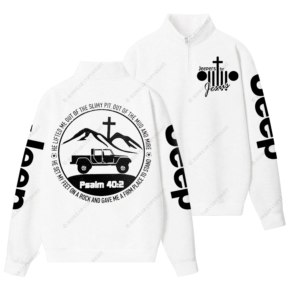 Religion The Lifted Me Out Of The Slimy Pit Psalm 40:2 Jp Half-Zip Jacket Sweatshirt