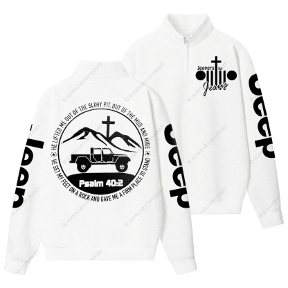 Religion The Lifted Me Out Of The Slimy Pit Psalm 40:2 Jp Half-Zip Jacket Sweatshirt