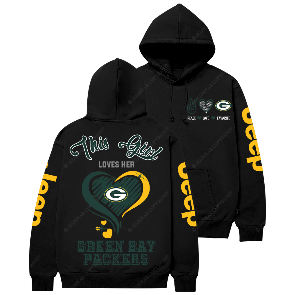 This Girl Loves Her Green Bay Packers Football  Jp Casual Hoodie
