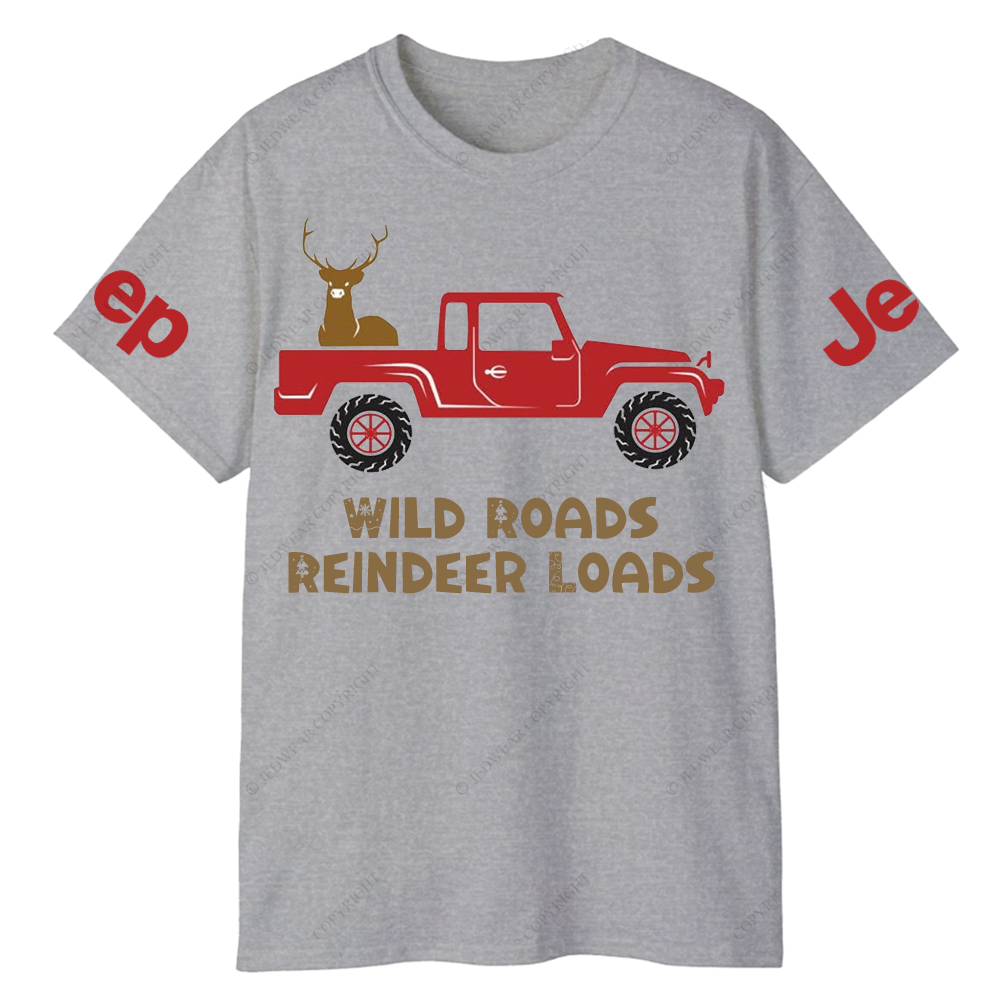 Merry Christmas Wild Roads Reindeer Loads Jp T-Shirt