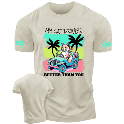 My Cat Drives Better Thank You Palm Tree Jp T-Shirt