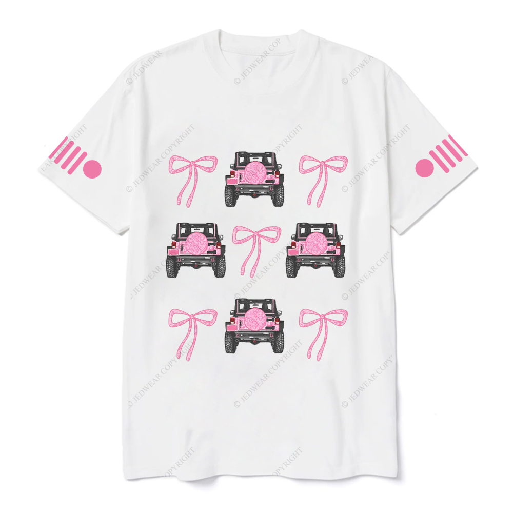 Jp Girl Pink Bow Tie Back View Of Car Jp T-Shirt