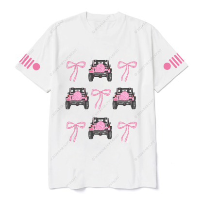 Jp Girl Pink Bow Tie Back View Of Car Jp T-Shirt