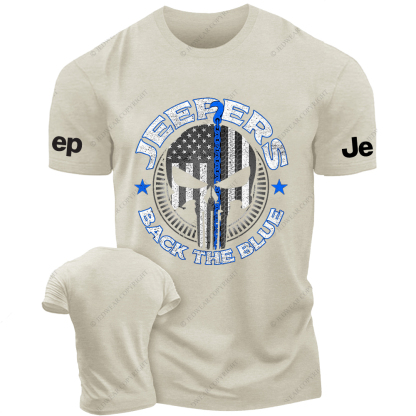 Policeman Jp Back The Blue Police Skull T-Shirt