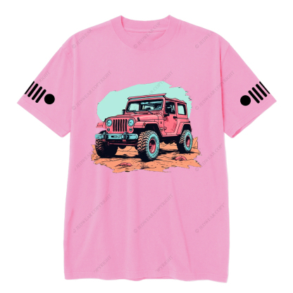 Jp Girl Pink Off-Road Vehicle On The Mountain Road T-Shirt