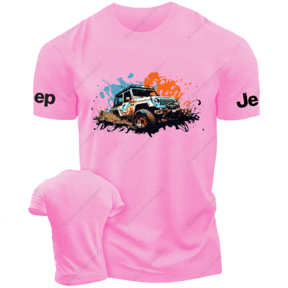 Off-Road Vehicle Driving On Muddy Terrain Ink Painting Jp T-Shirt