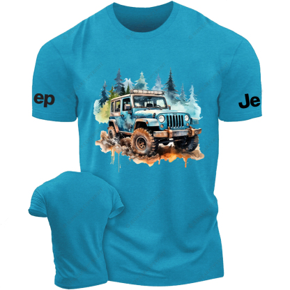 Colorful  Ink Painting Off-Road Vehicle Driving On Muddy Terrain Jp T-Shirt