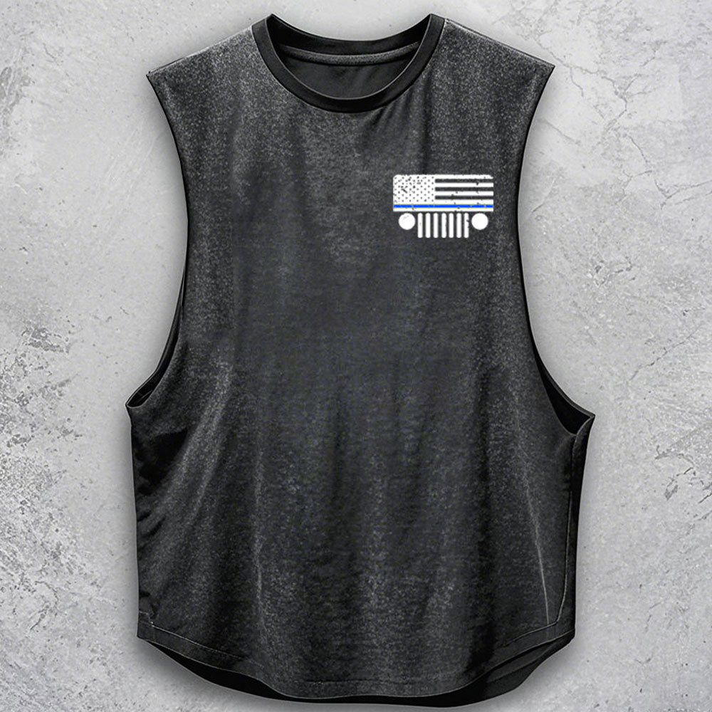 Jp American Flag Mountains Police Blue Line - Men Tank