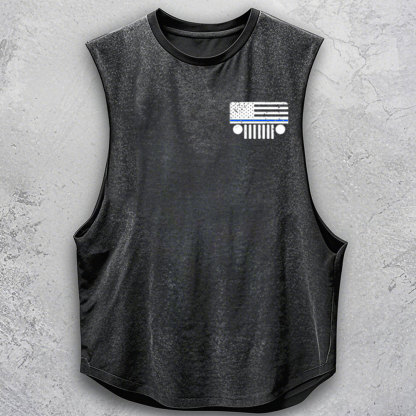 Jp American Flag Mountains Police Blue Line - Men Tank